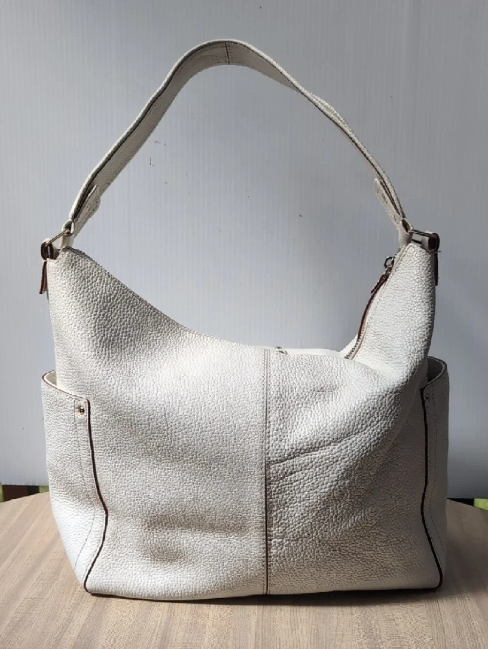 Kate Spade Off-White Pebbled Leather Hobo Shoulder Bag